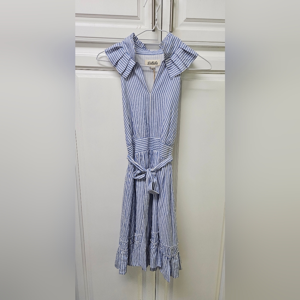NWT Striped Blue Dress with Ruffle Details Small